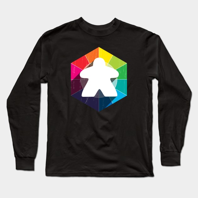 Hexagon Meeple Full Spectrum Long Sleeve T-Shirt by east coast meeple